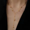 Gold Beaded Lariat Necklace for Women – Dainty Long Y-Shape Gold-Plated Jewelry Gold Beaded Lariat Necklace for Women – Dainty Long Y-Shape Gold-Plated Jewelry