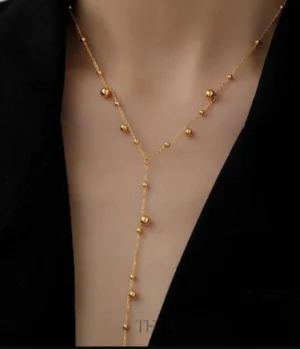 Gold Beaded Lariat Necklace for Women – Dainty Long Y-Shape Gold-Plated Jewelry Gold Beaded Lariat Necklace for Women – Dainty Long Y-Shape Gold-Plated Jewelry
