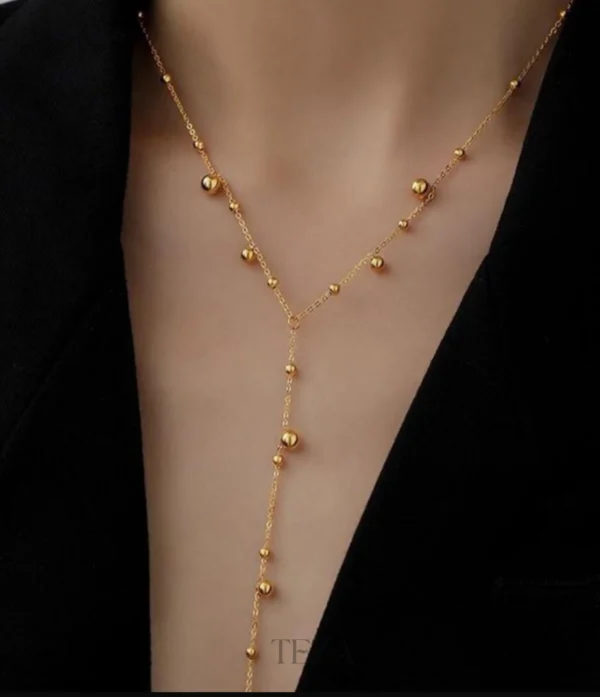 Gold Beaded Lariat Necklace for Women – Dainty Long Y-Shape Gold-Plated Jewelry Gold Beaded Lariat Necklace for Women – Dainty Long Y-Shape Gold-Plated Jewelry