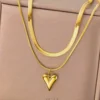 Gold-Plated Anti Tarnish Heart Themed Layered Necklace for Women – Trendy Jewelry