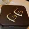 Korean Heart-Shaped Gold Plated Earrings Korean Heart-Shaped Gold Plated Design Earrings for Women and Girls | Trendy Love-Inspired Jewelry