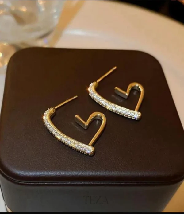 Korean Heart-Shaped Gold Plated Earrings Korean Heart-Shaped Gold Plated Design Earrings for Women and Girls | Trendy Love-Inspired Jewelry