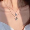 Layered Butterfly & Blue Stone Pendant Necklace Layered Butterfly & Blue Stone Pendant Necklace