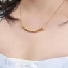 Minimalist Abstract Bar Pendant Necklace in Polished Gold Finish – Stainless Steel Jewelry for Women Minimalist Abstract Bar Pendant Necklace in Polished Gold Finish – Stainless Steel Jewelry for Women