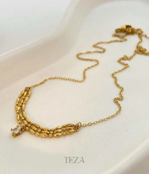 Multi-Layer Tassel Zircon Necklace Simple Temperament Multi-Layer Tassel Zircon Stainless Steel Necklace for Women