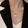 Necklace Flat Chain with Pearl Heart in Gold Necklace Flat Chain with Pearl Heart in Gold – Fashion Jewelry for Women