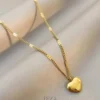Stainless Steel Anti Tarnish Gold Plated Heart Pendant Necklace for Women Stainless Steel Anti Tarnish Gold Plated Heart Pendant Necklace for Women
