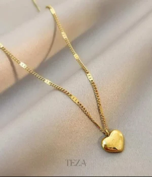 Stainless Steel Anti Tarnish Gold Plated Heart Pendant Necklace for Women Stainless Steel Anti Tarnish Gold Plated Heart Pendant Necklace for Women