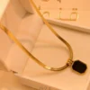 Stainless Steel Gold-Plated Geometric Pendant Necklace for Women Stainless Steel Gold-Plated Geometric Pendant Necklace for Women