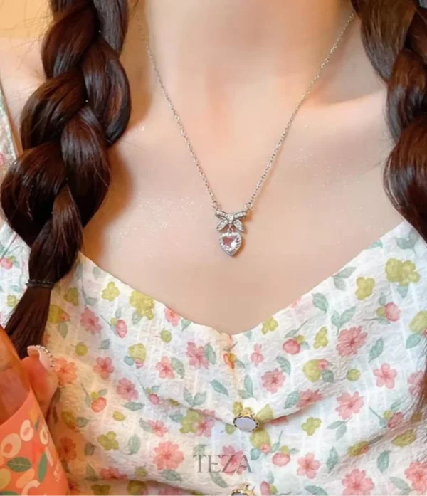 Stella Creations Boho Sparkly Bow Heart Bowknot Necklace – Silver Stella Creations Boho Sparkly Bow Heart Bowknot Necklace – Silver