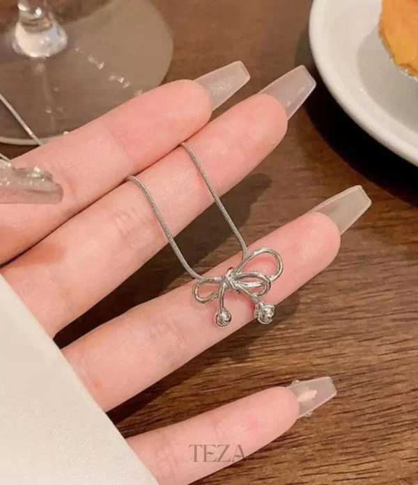 Stella Creations Silver Bow Necklace Stella Creations Silver Bow Necklace