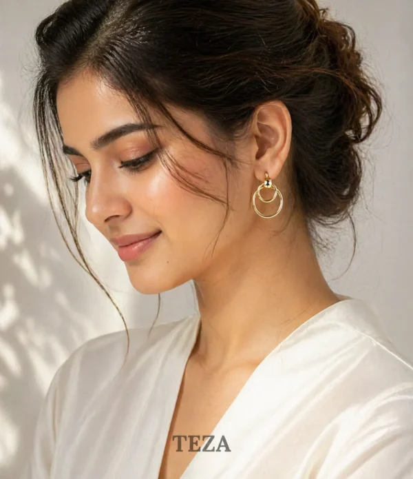 Double Hoop Gold Earrings for Women