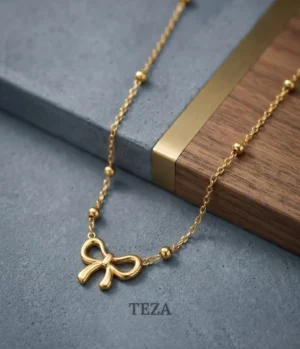 Elegant Gold-Plated Bow Pendant Necklace for Women