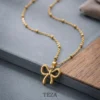 Gold-Plated Bow Pendant Necklace
