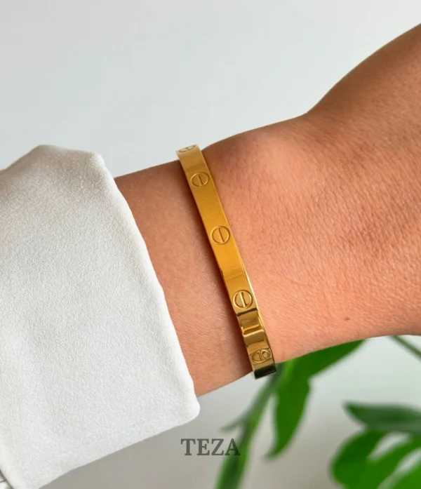 Luxury Gold-Plated Screw Design Bangle Bracelet for Women