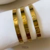 Luxury Gold-Plated Screw Design Bangle Bracelet for Women