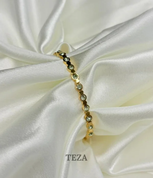 Premium Gold-Plated Crystal Tennis Bracelet for Women | Elegant Luxury Bangle