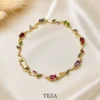 Premium Gold-Plated Multicolor Stone Bracelet for Women Elegant Designer Chain Bracelet