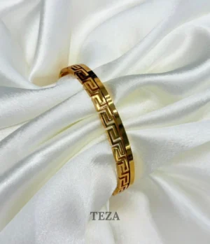 Premium gold-plated Greek key bangle bracelet for women