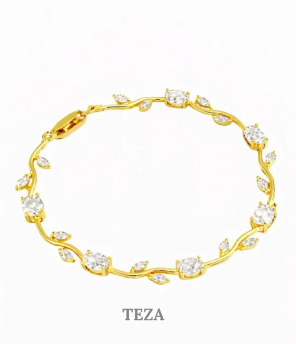 Premium gold-plated crystal tulip bracelet for women