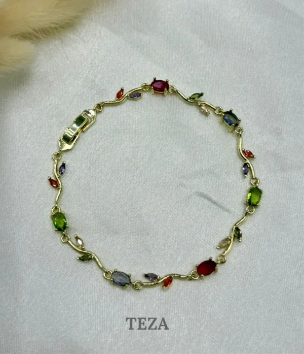 Premium gold-plated multicolor stone bracelet for women