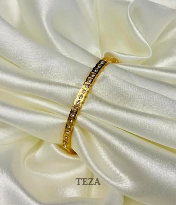 Premium gold-plated square crystal bangle for women