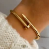 Luxury gold-plated nail design bangle bracelet for women