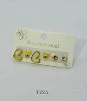 Heart Pearl Stud Earrings Set for Women – Premium Stainless Steel Gold Plated Earrings Combo