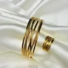 Layered Gold Bangle & Ring Combo Set for Women Premium Textured Fashion Jewellery