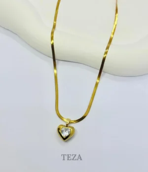 Luxury Gold Finish Heart Charm Necklace