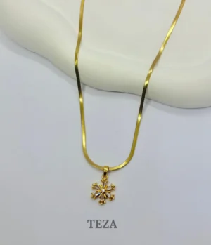 Snowflake Crystal Gold Plated Pendant Necklace for Women